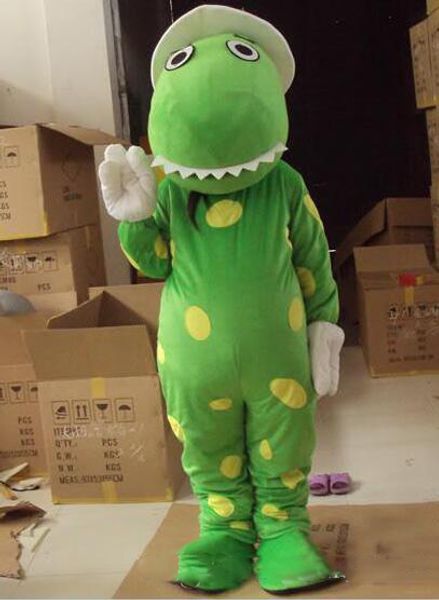 Haute qualité vert Dinasaur déguisement dessin animé adulte Animal mascotte Costume livraison gratuite
