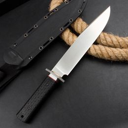 Couteau droit haut de gamme H3888 de haute qualité 9Cr18Mov Stone Wash Bowie Blade Black G10 Poignée Camping en plein air Randonnée Survie Couteaux à lame fixe avec Kydex