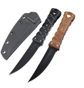 Couteau droit haut de gamme H9901 de haute qualité DC53 Lame de revêtement en titane noir Full Tang G10 / Micarta Poignée Camping en plein air Randonnée Couteaux de survie avec Kydex