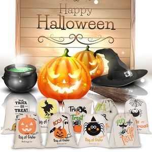 Sacs de citrouille d'Halloween de haute qualité Sacs d'Hallowmas Sacs-cadeaux Sac de bonbons à cordon Astuces ou friandises Organisateur de faveur de fête d'Halloween imprimé