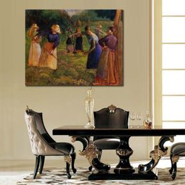 Hoge kwaliteit handgemaakte Camille Pissarro olieverfschilderij hooien in Eragny landschap canvas kunst mooi wand decor