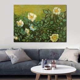 Hoge kwaliteit handgemaakte Vincent van Gogh olieverfschilderij wilde rozen 1890 landschap canvas kunst mooi wand decor