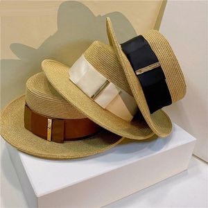 Sombreros de paja hechos a mano de alta calidad para mujer, sombrero Fedora de moda para primavera y verano, sombrero para el sol de playa y vacaciones