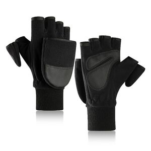 Hoge Kwaliteit Mannen Buitensporten Polar Fleece Half vinger Clamshell Handschoenen Houd warme slijtvaste palmhandschoen