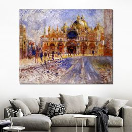 Hoge kwaliteit handgemaakte Pierre Auguste Renoir schilderij de Piazza San Marco groot modern canvas kunstwerk wanddecoratie