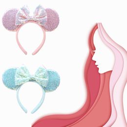 Fascia per capelli bowknot fascia di alta qualità paillettes colorate sognanti Accessori per capelli per bambini con orecchie da topo rosa blu nave libera 5 pezzi