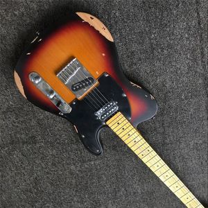 Guitare électrique lourde de haute qualité de style vintage Relic fabriquée à la main TL en Sunburst