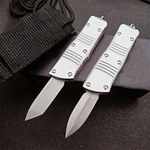 Cuchillo táctico automático MT UT de plata de alta calidad, hoja de lavado de piedra D2 CNC 6061-T6, mango EDC, cuchillos de regalo con bolsa de nailon