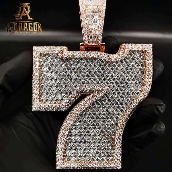 Hip Hop Hop Hop 14k plaqué Gold plaqué personnalisé Moisanite Diamant Sier Sier Initial Pendant Collier pour hommes