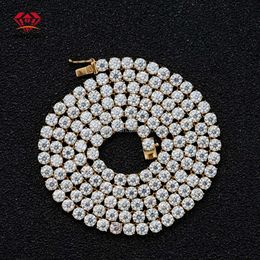 Hoge Kwaliteit Hip Hop 3mm 4mm 5mm Vvs Mossanite Tennis Chain Iced Out Sieraden Moissanite Ketting