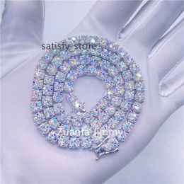 HIP HOP HOP HOP BLING 925 SERPLING SERVIL 5 mm sans faille D Color Lab Diamond Moissanite Tennis Chaîne