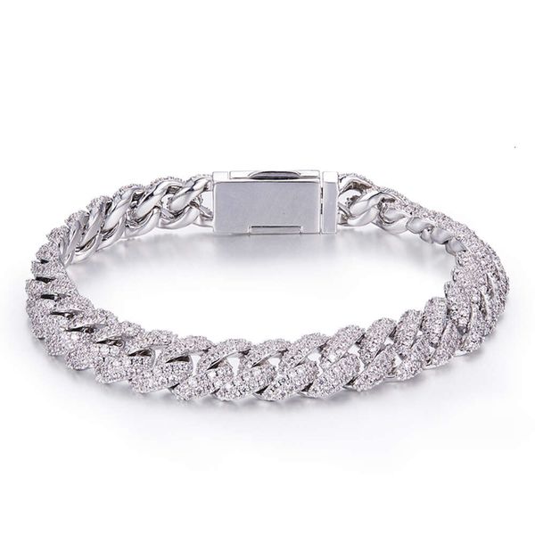 Style hip hop de haute qualité Bracelets de chaîne de liaison pavé de 10 mm Sier Sier DVVS Moisanite Cuban Bracelet pour hommes