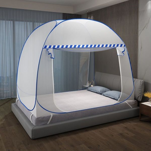 Hogar de alta calidad Big Space Instalación de yurt sin instalación Mosquito Net estudiante de malla cifrada con cremallera Mosquito Neta 1.2 1.5 1.8m Tienda de cama doble