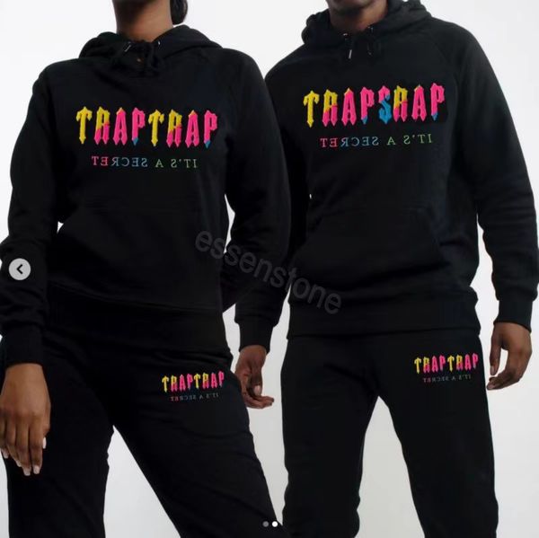 Sweat à capuche design de haute qualité Trapstar survêtement complet broderie serviette arc-en-ciel décodage vêtements de sport à capuche hommes et femmes costume de sport pantalon à glissière EUR S-2XL