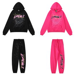 Young Thug Men Women Hoodie Hoogwaardige schuimafdruk Web Grafische roze sweatshirts Y2K 555 PULLOLLS S-XL