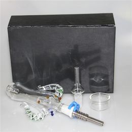 Narguilé Mini Nectar Bong Kit avec Titanium Nail Quartz Tip 14mm Mini Pipe En Verre dab plate-forme pétrolière bongs d'eau