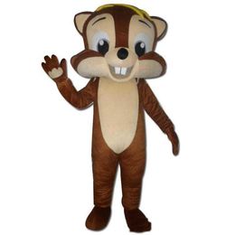 Hoogwaardig warm, een bruin eekhoorn mascotte kostuum met grote tanden voor volwassenen om te dragen