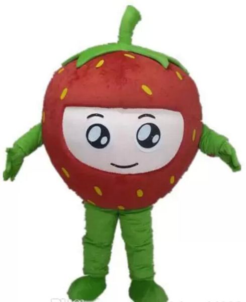 Costume de mascotte de fraise chaude de haute qualité avec de grands yeux pour adulte à porter