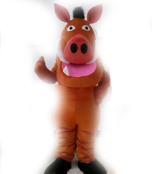 Costume de mascotte de cochon pumba fait main chaud de haute qualité costume de mascotte de dessin animé adulte