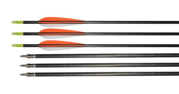 Arrows express en carbone de chasse de haute qualité 62 mm flèches d'arbre en carbone pur avec des pointes de champ à vis3867406