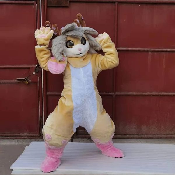 Costumes de mascotte de haute qualité Husky Dog Animal Fursuit Halloween Fantaisie Robe de soirée Personnage de dessin animé Carnaval Noël Pâques Publicité Fête d'anniversaire