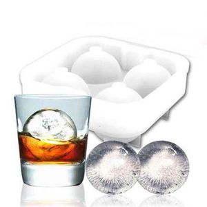 Hoge kwaliteit IJsballen Maker Gebruiksvoorwerpen Gadgets Schimmel 4 Cell Whiskey Cocktail Premium Ronde Bollen Bar Keuken Party Gereedschap Lade Cube242t