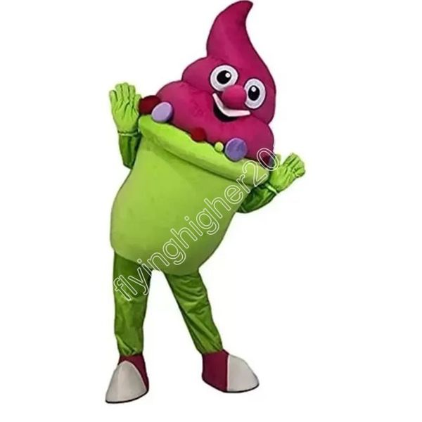 Costume de mascotte de crème glacée de haute qualité, taille adulte, personnage de dessin animé, carnaval, robe unisexe, robe de soirée fantaisie de noël