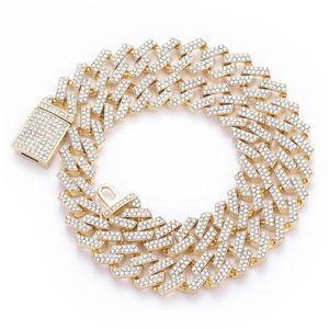 Chaîne glacée de haute qualité pour hommes, bijoux Hip Hop, nouveau Micro pavé de strass, chaînes à maillons cubains de 15MM, grand collier épais et épais, 200F