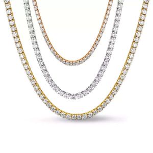 Haute qualité glacé personnalisé 14 Mm Moissanite diamant chaîne de tennis 925 en argent sterling blanc jaune or rose chaîne de diamant