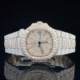 hoge kwaliteit Iced Out VVS Moissanite Horloges Diamond Automatisch Uurwerk Luxe Handgemaakte Volledig Ice out Diamond Hip Hop Horloge mannen vrouwen