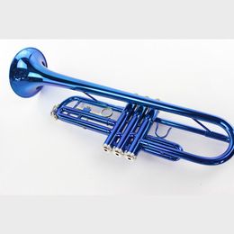 Hochwertiges Instrument B-B-Trompete mit Hartschalenkoffer, Mundstück, Tuch und Handschuhen, blau