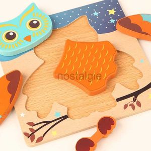 Jouets d'intelligence de haute qualité Puzzles en bois 3D Animaux de bande dessinée éducatifs Apprentissage précoce Cognition Jeu de puzzle pour enfants Jouets 240327