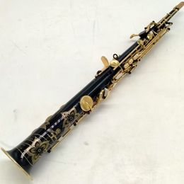 Alta calidad Marca japonesa YSS-82Z Saxofón soprano negro Instrumento musical profesional Saxo recto Si bemol Saxo con estuche de cuero accesorio