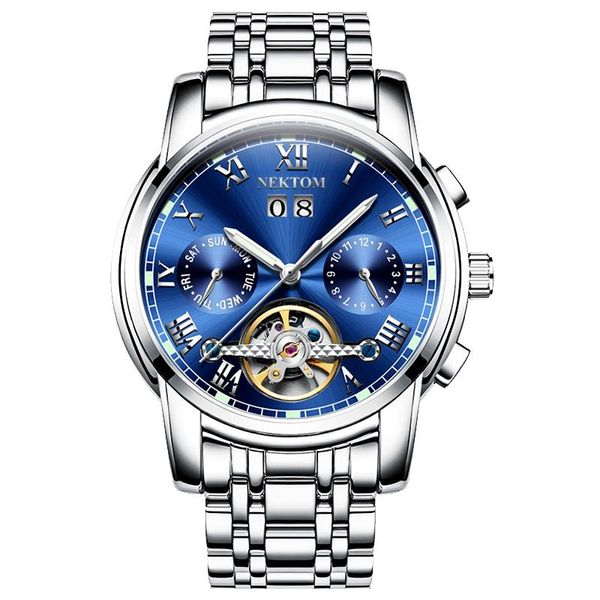 Haute qualité japon Movt montre mécanique automatique luxe lune lumière 3ATM montres-bracelets cadeaux de noël pour hommes montres-bracelets