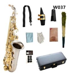 Japan A-WO37 Altsaxofoon Muziekinstrument Messing Nikkel Zilver Oppervlak Gouden Sleutel Eb Sax Met Mondstuk Gratis Hard Boxs