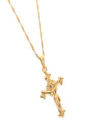 Colliers de croix de tête de haute qualité Gold Couleur 22k Pendeur de charme pour femmes hommes bijoux usine entier bijou crucifix dieu3746135