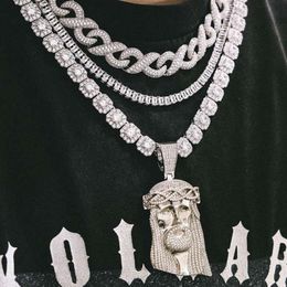 Pendentif tête de jésus de haute qualité, plein de zircon, 80mm de haut, bijoux hip hop pour hommes et femmes, collier 277h