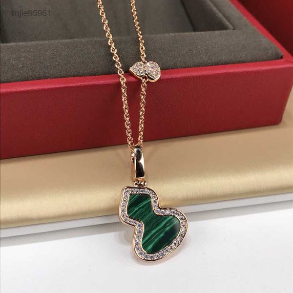 Collar con colgante de joyería de alta calidad, collares con colgante de calabaza de botella de diamantes de acero clásicos, chapado en oro de 18 k para mujer, suerte YGI5 {categoría}