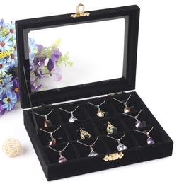 Boîte de rangement de bijoux de haute qualité, étui pour colliers, pendentifs, bagues, support pour boucles d'oreilles, accessoires de bijoux, vitrine avec couvercle en verre 267S