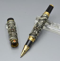 Brand Jinhao Pen Golden Silden Grey Grey Double Dragon Rougeur Rollerball Pen Lutch School Office Supplies Writing Flue8487814