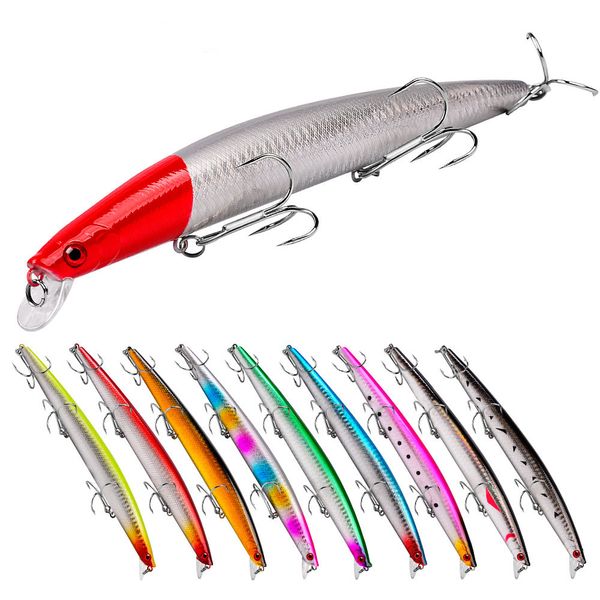 Kit de pesca K1632 de alta calidad, 18,5 cm, 24,5g, señuelos de pececillo, cebo de manivela, aparejos de pesca, cebos de agua para lubina, trucha, agua salada/agua dulce, 10 uds/Kit