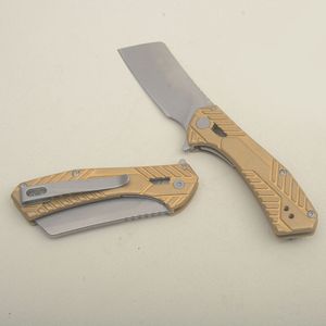 Cuchillo plegable Flipper K6445 de alta calidad 8Cr13Mov Recubierto de titanio gris Tanto Hoja Mango de acero inoxidable dorado Cuchillos de carpeta con rodamiento de bolas con caja al por menor