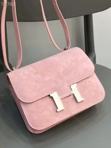 Hoge kwaliteit Kangkang Klassieke Designer Damestas Luxe Suede Flap Square Bag Mini Handgreep Eén Schouder Crossbody Tas Veelzijdige Stewardesstassen