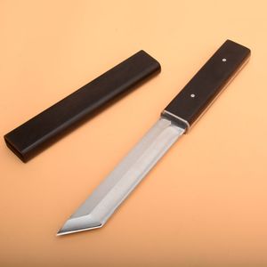 Hoge kwaliteit Japan D2 stalen tanto satijnen mes ebbenhout handvat vaste bladen messen met hout schede collectie knifes