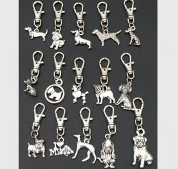 Hoge kwaliteit sleutel hanger antiek zilver zinklegering gemengde hond sleutelhangers diy sleutels auto tas handtas sieraden sleutelhanger accessoires