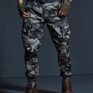 Hoge kwaliteit Khaki Casual Broek Mannen Tactische Camouflage Cargo Broek Multi-Pocket Fashions Black Army Broek 2020