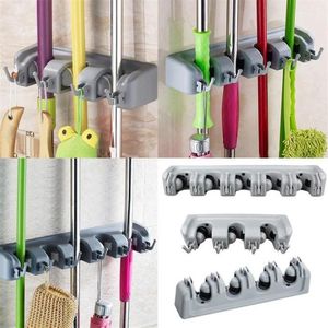 Hoge Kwaliteit Keuken Wandmontage Mop Houder 5 4 3 Positie Keuken Opslag Mop Borstel Bezem Organizer Hanger Tool304M