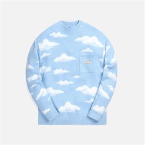 Haute qualité KITH 21FW hommes pull 11 Jacquard bleu ciel et nuages blancs motif tricot Kith femmes sweats vêtements 220914