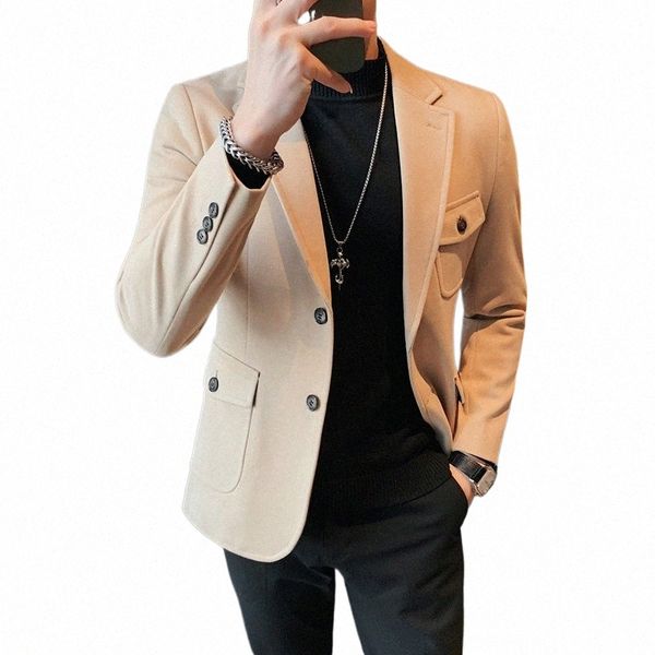 Haute qualité coréenne Slim Fit Blazer vestes hommes vêtements simple Busin vêtements de cérémonie costumes décontractés manteaux de haute qualité Tuxedos 4XL F4N8 #