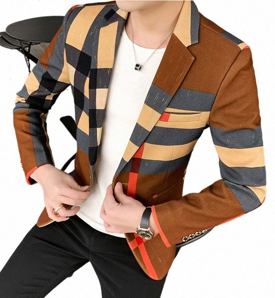 Alta calidad coreana versi fi casual busin fiesta de trabajo tienda fiesta de viaje mejor hombre dr hombres chaqueta de traje delgado m0ns #